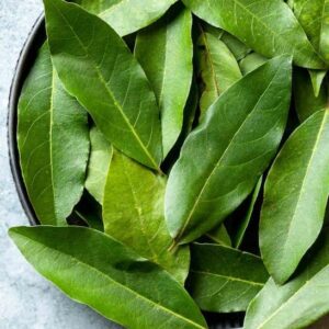 A bowl of Lauris Nobilis Bay Leaf Plants Leaves.