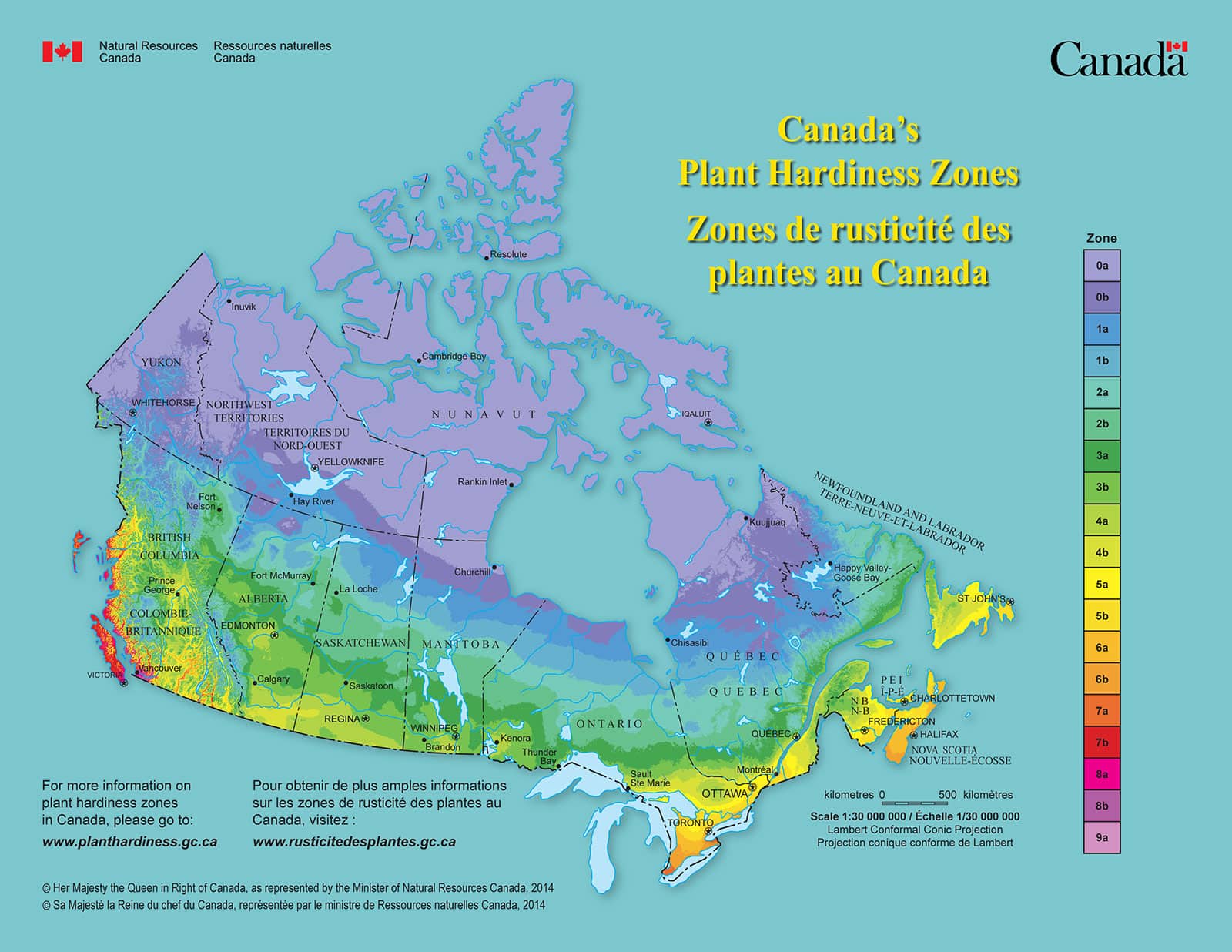 Canada USDA Hardiness Map