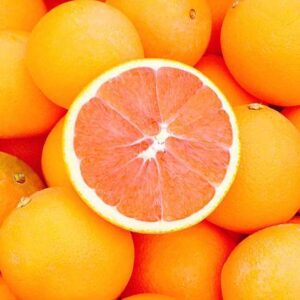 Sliced Cara Cara Navel Orange Tree fruit revealing shiny