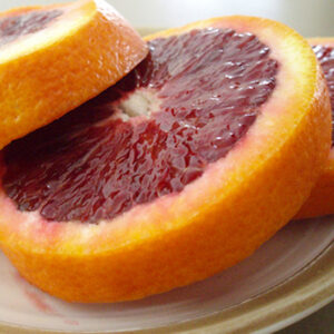 Delfino Blood Orange Tree red fleshed fruit in slices.